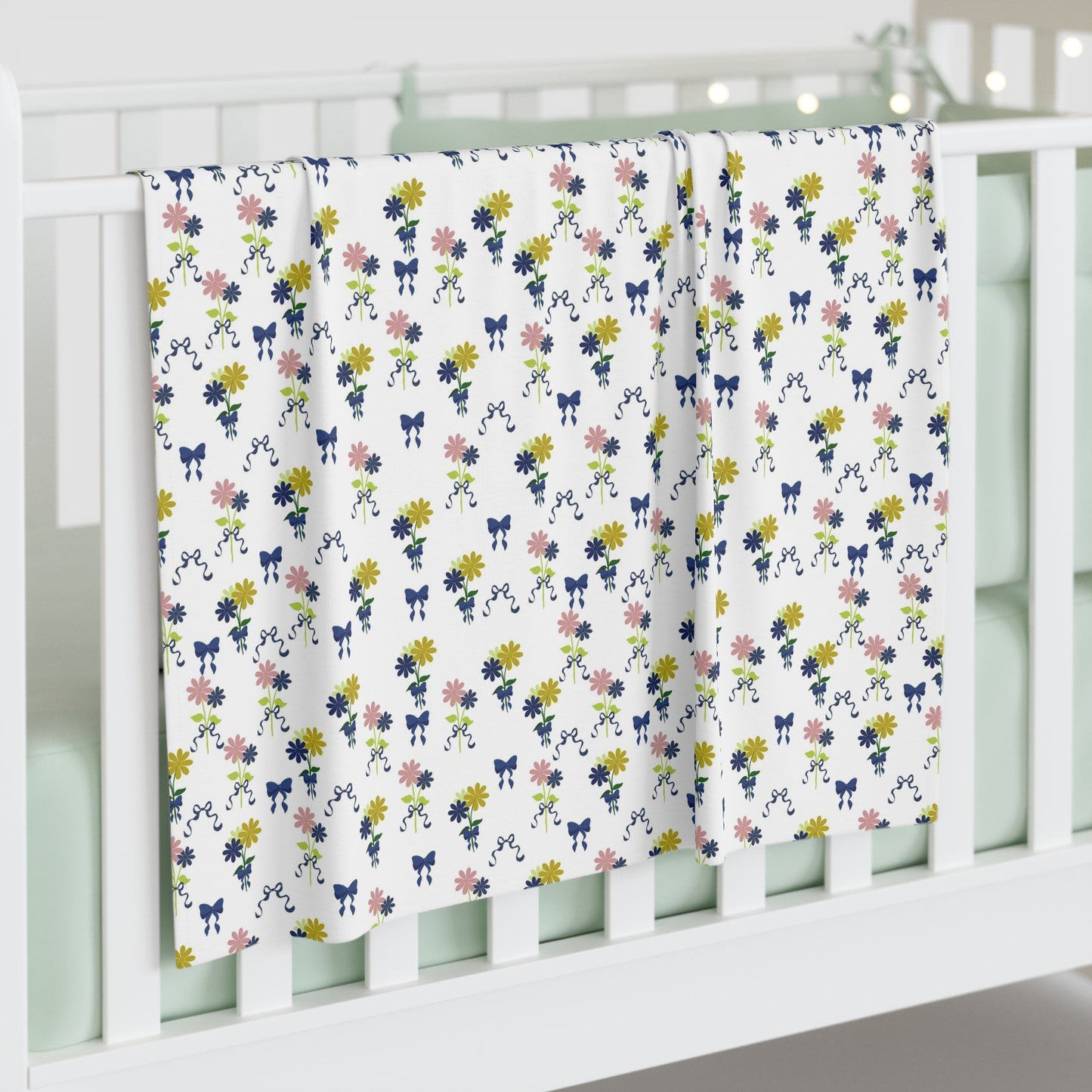 Baby Flowers & Bows Swaddle Blanket