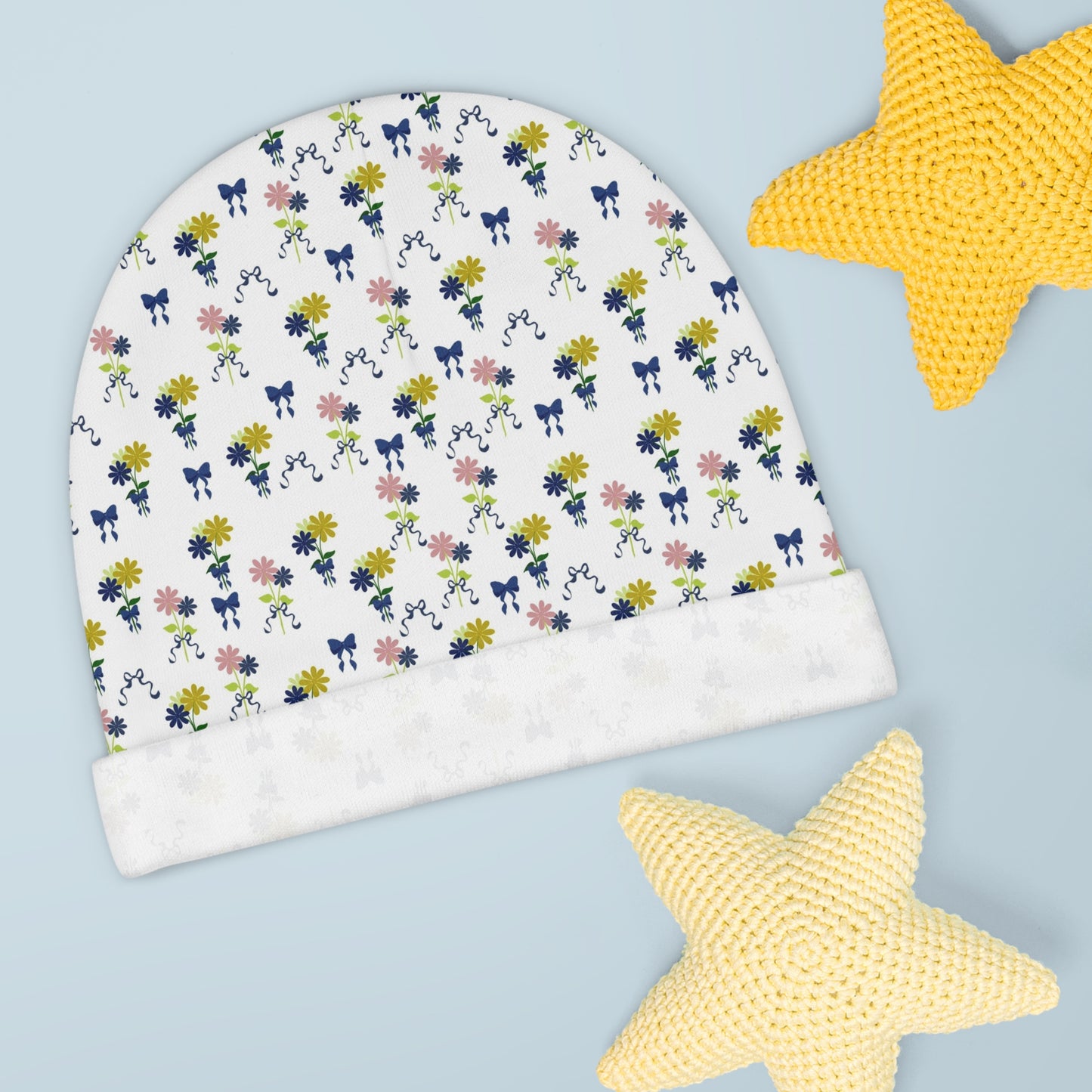 Baby Flowers & Bows Beanie (AOP)